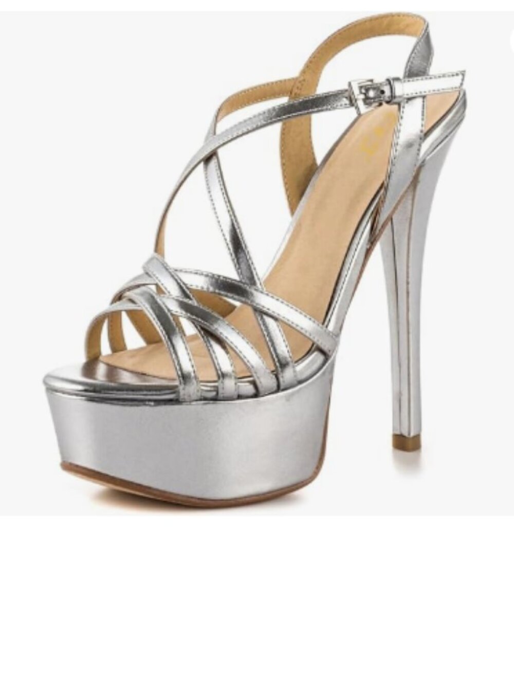 FOWT Silver Sexy Open Toe Strappy Slingback Sandals Crisscross Strap Shoes